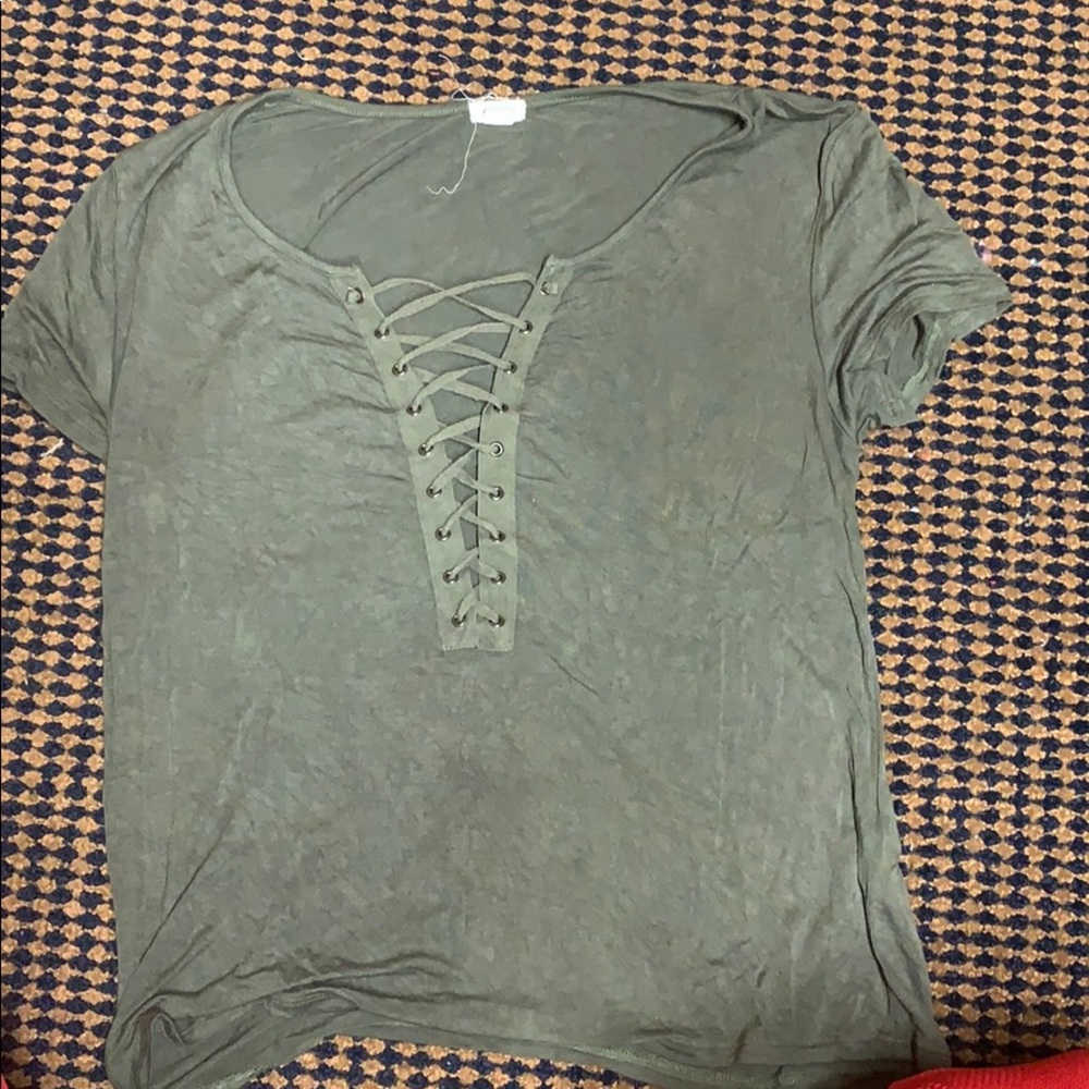 Green lace up shirt